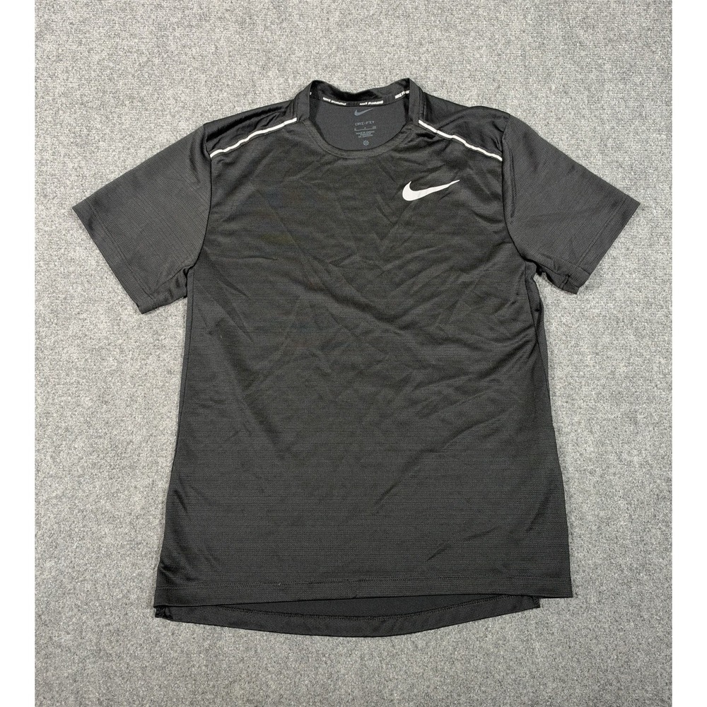 Nike Men's Dri-FIT Miler Running Shirt Black Reflective AJ7565-010 Size Small